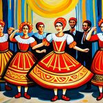 "Romanian Rhapsody" Visual Interpretation**

"A vibrant painting in the style of contemporary Romanian art, inspired by folk music, swirling brushstrokes, bold colors of red and gold, abstract figures dancing, energetic atmosphere, fully clothed dancers in traditional attire, safe for work, professional art, perfect anatomy, correct proportions, high quality, appropriate content, family-friendly."

**