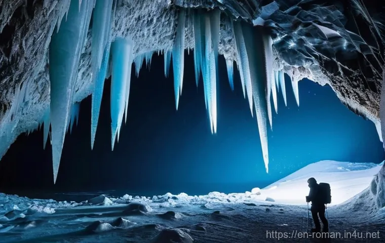 루마니아 동굴 탐험 - **Prompt:** A breathtaking subterranean scene inside a vast Romanian limestone cave. Two adventurers...