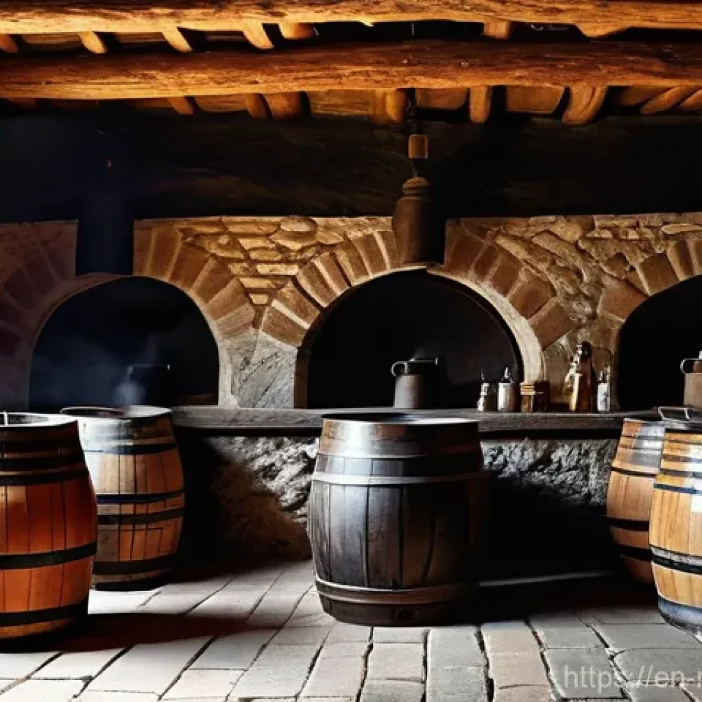 루마니아 맥주 브랜드 - **Prompt:** A historical scene depicting early Romanian brewing in a Daco-Roman era monastery. Monks...