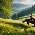 Home 22 루마니아에서 승마 체험 - **Prompt 1: "A lone equestrian adventurer, dressed in practical and modest riding attire including a...