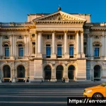 Home 21 루마니아 국립미술관 - **Prompt:** A majestic, wide-angle exterior shot of the National Museum of Art of Romania, housed in...