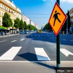 Home 18 루마니아 교통법규 - A detailed urban street scene in Bucharest, Romania, showcasing a variety of Romanian road signs inc...